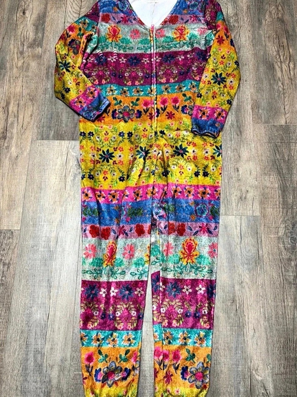 natural life Fleece Sherpa One Piece Pajama Jumpsuit Floral Jumpsuit Multicolor